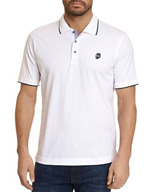 Translation missing: en.Robert Graham Men's Supima Cotton Pixels Knit Reg Fit Polo Shirt White-XL