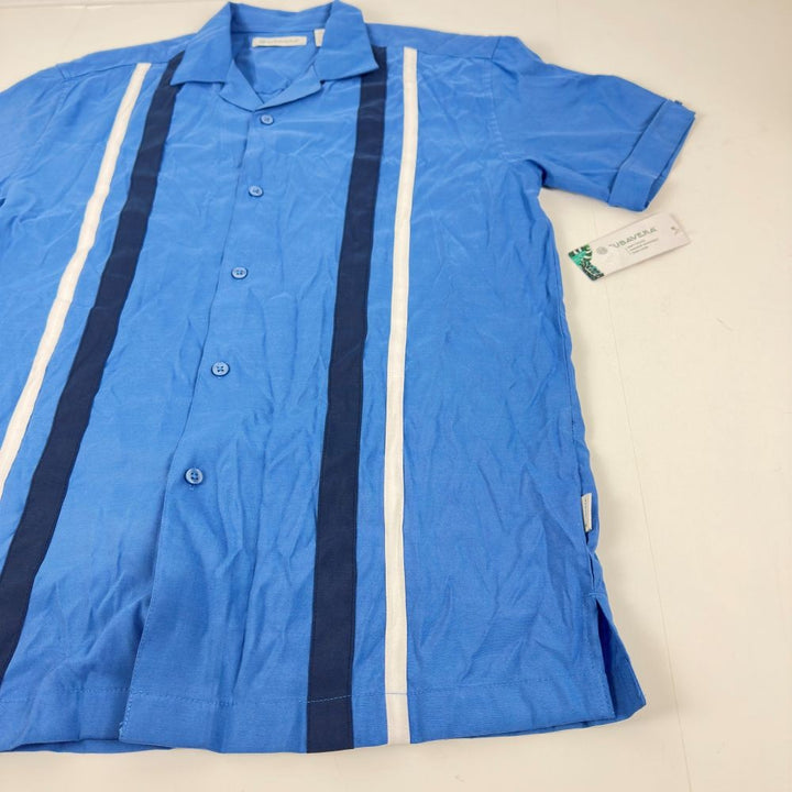 Translation missing: en.Cubavera Men's Classic Fit Tri-Color Camp Shirt - Federal Blue-Small