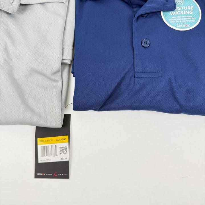 Translation missing: en.Galaxy by Harvic Men's 3 Pair of Dry Fit Moisture-Wicking Polo Shirts-3XL  Asst