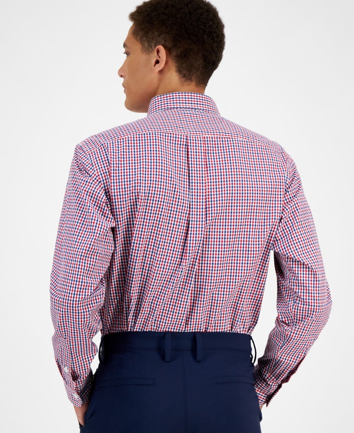 Translation missing: en.Club Room Dress Shirt Men's 17 32/33 Red Navy Regular-Fit Gingham All Cotton