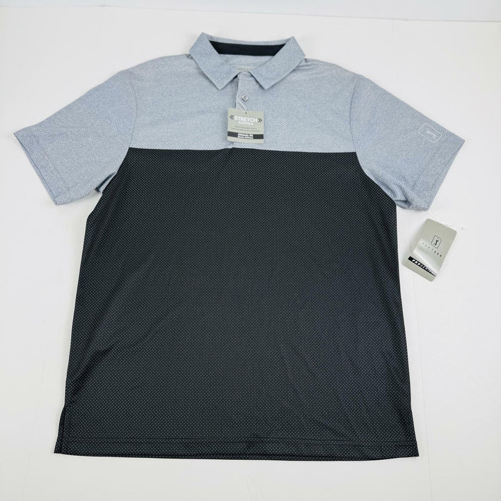 Translation missing: en.PGA TOUR Airflux Golf Polo Shirt Black Gray Size 2XL Birdseye Block Print