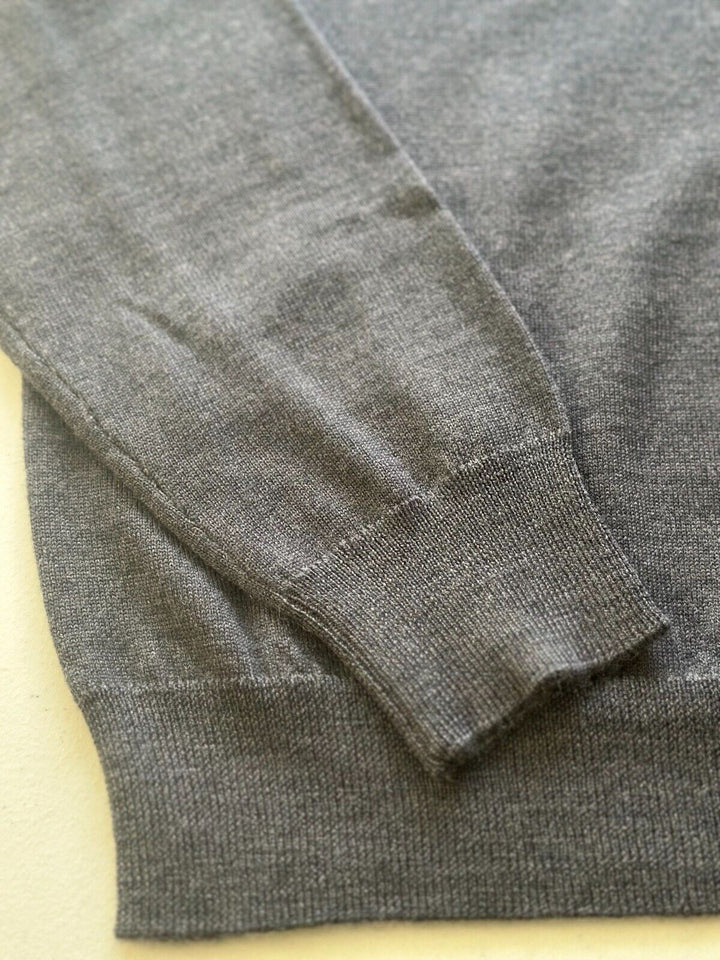 Translation missing: en.The Men's Store Designer Quarter-Zip Merino Wool Sweater in Med Grey-Small