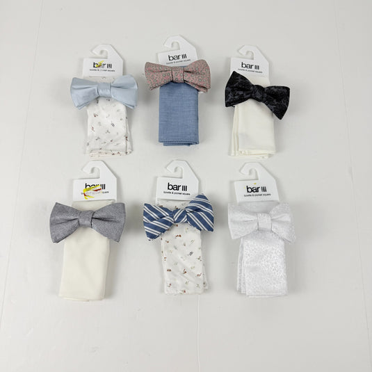 Translation missing: en.Bar III Men's Textured Bow Tie &amp; Pocket Square Set Wedding Formal Volume Pricing