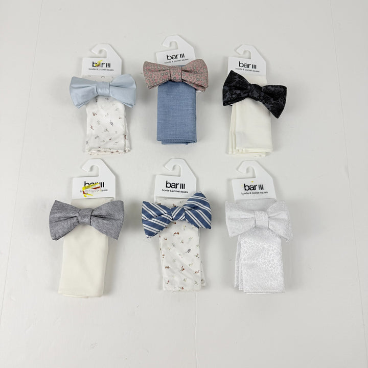 Translation missing: en.Bar III Men's Textured Bow Tie &amp; Pocket Square Set Wedding Formal Volume Pricing