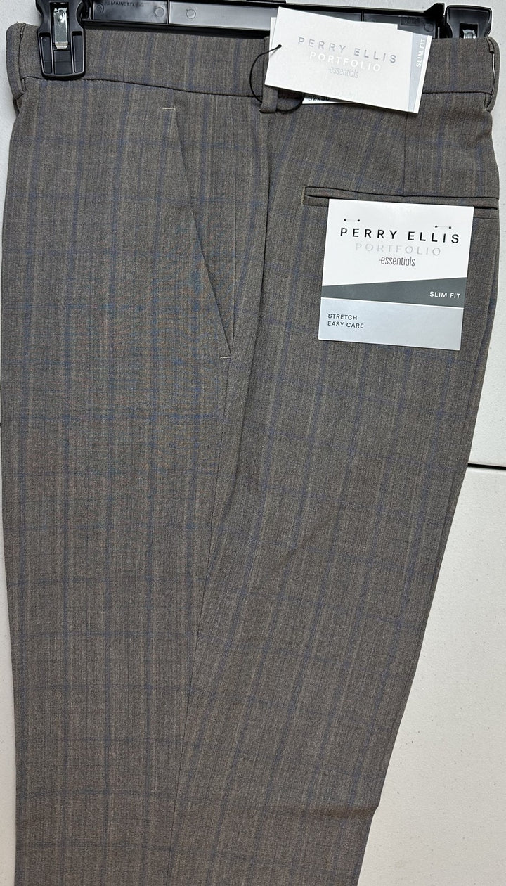 Translation missing: en.Perry Ellis Portfolio Mens Slim-Fit Flat Front Dress Pants-Mushroom Grey-32x32