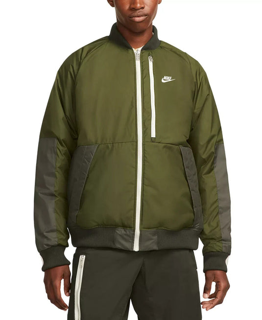 Translation missing: en.Nike Therma-FIT Legacy Reversible Water Repellent Bomber Jacket in Rough Green-L