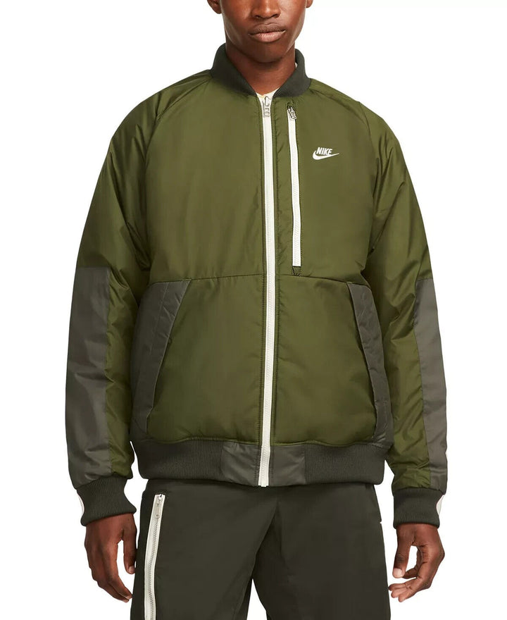 Translation missing: en.Nike Therma-FIT Legacy Reversible Water Repellent Bomber Jacket in Rough Green-L