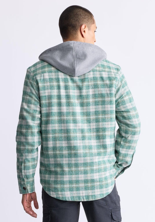 Translation missing: en.Buffalo David Men's Jakeim Plaid Flannel Hooded Shirt-Jacket Rain Forest-Large