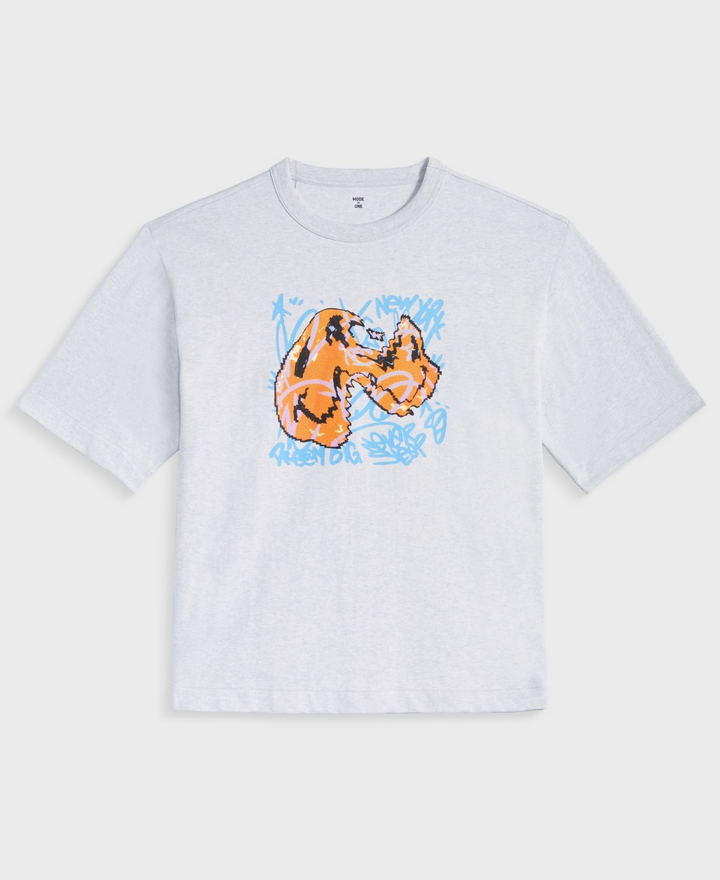 Translation missing: en.Mode of One Men's Short-Sleeve Smile Face T-Shirt Heather Gray Relaxed Fit-Small