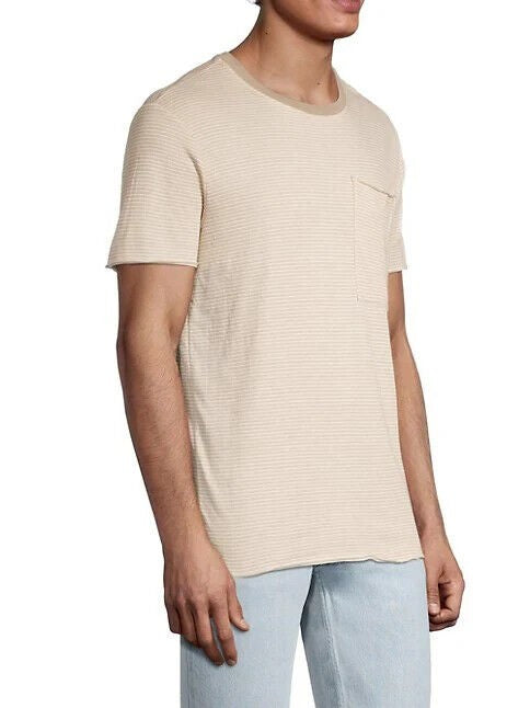 Translation missing: en.Atm Anthony Thomas Melillo Men's Cotton Double Face Stripe Pocket Tee Wheat-Smal