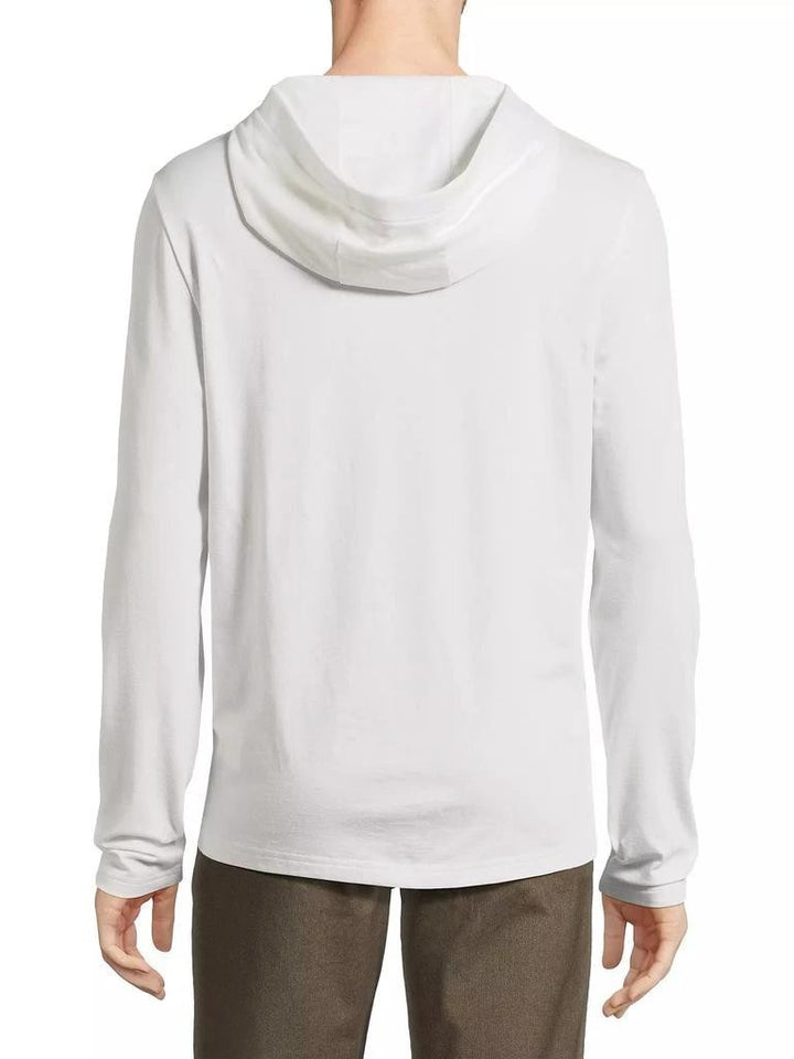 Translation missing: en.Michael Kors Mens Pima Cotton Blend Textured Henley Classic Fit Hoodie White-2XL