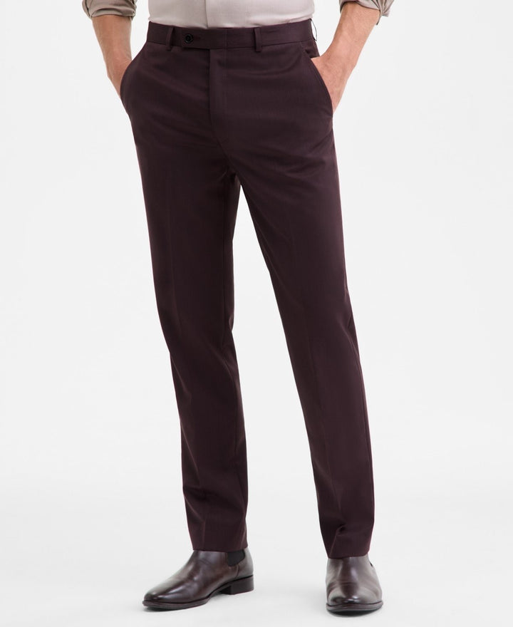 Translation missing: en.Calvin Klein Men's Slim-Fit Wool-Blend Suit Pants Stretch Burgundy - 34W x 34L