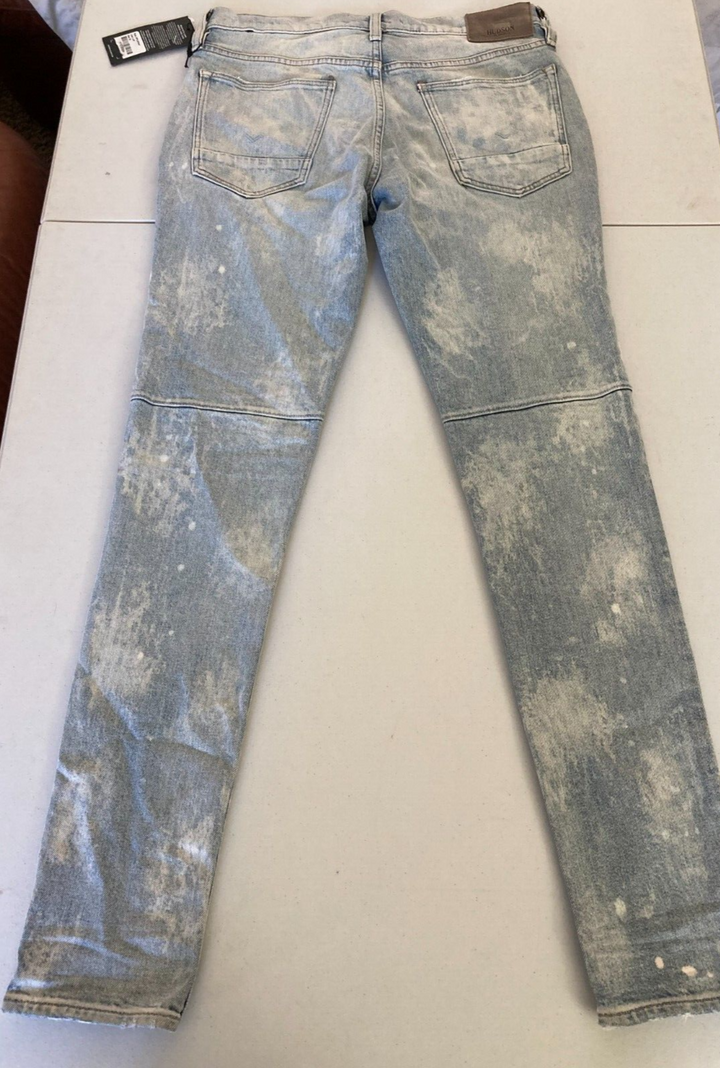 Translation missing: en.Hudson Men's Zack Skinny Fit Moto Biker Jeans In Mineral Blue-30/32