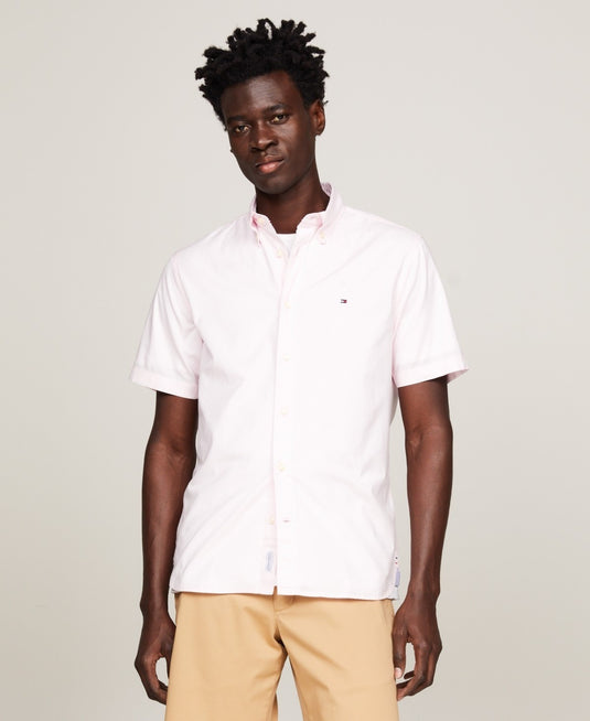 Translation missing: en.Tommy Hilfiger Button-Down Shirt Men's 2XL Lt Pink Short Sleeve Flex Poplin