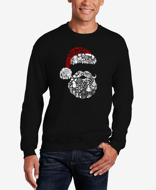 Translation missing: en.La Pop Art Men's Santa Pics Word Art Crewneck Sweatshirt Black-Large
