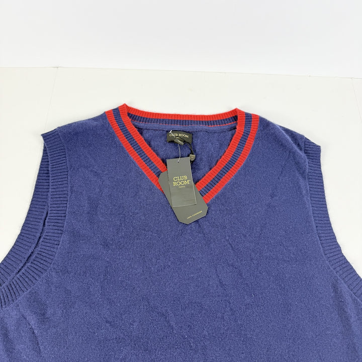 Translation missing: en.Club Room Luxury Men's Reg-Fit 100% Cashmere V-Neck Sweater Vest Navy Red-XL