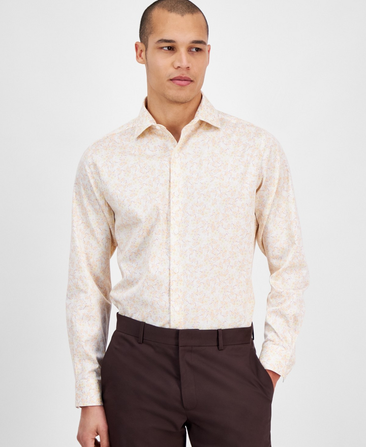 Translation missing: en.Bar III Dress Shirt 15-15.5 34/35 Peach Mult Men's Slim Fit Boboli Floral Print