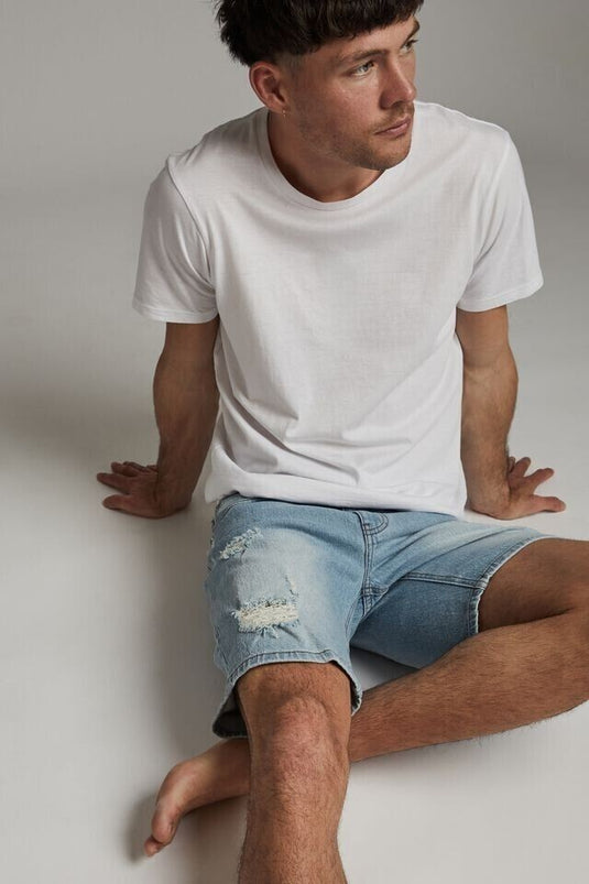 Translation missing: en.Cotton On Men Men's Straight Shorts Destroyed in Vintage Blue-Size 38