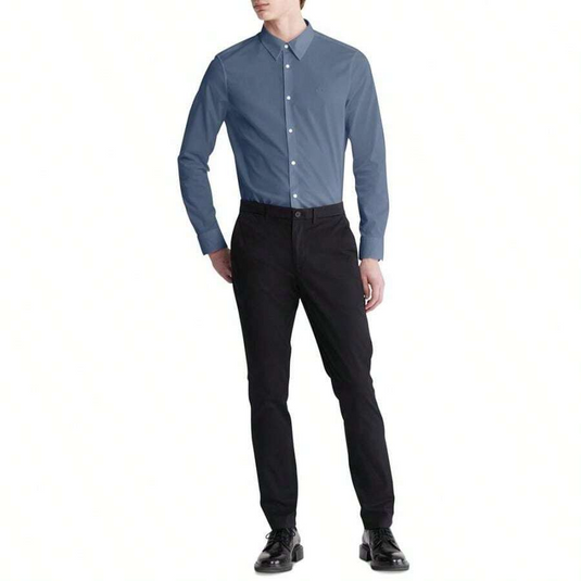 Translation missing: en.Calvin Klein Men's Slim-Fit Refined Button-Down Shirt Infinity Blue-XL