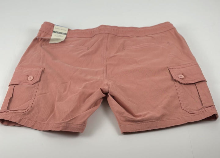 Translation missing: en.Sun + Stone Men's Cotton/Spandex 8" Cargo Shorts in Coral Garden-Size XL