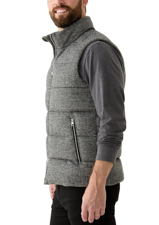 Translation missing: en.Michael Kors Men's Prince of Wales Check Quilted Puffer Vest - Black-Size 2XL