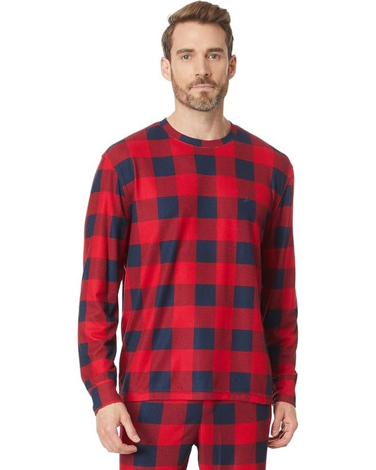 Translation missing: en.Nautica Men's Relaxed Fit 2PC Waffle Buffalo Plaid Pajama Set, Nautica Red-XL