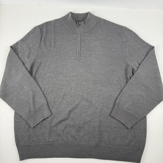 Translation missing: en.Alfani Men's Reg Fit Half-Zip Merino Wool Blend Sweater Dark Lead Heather-3XL