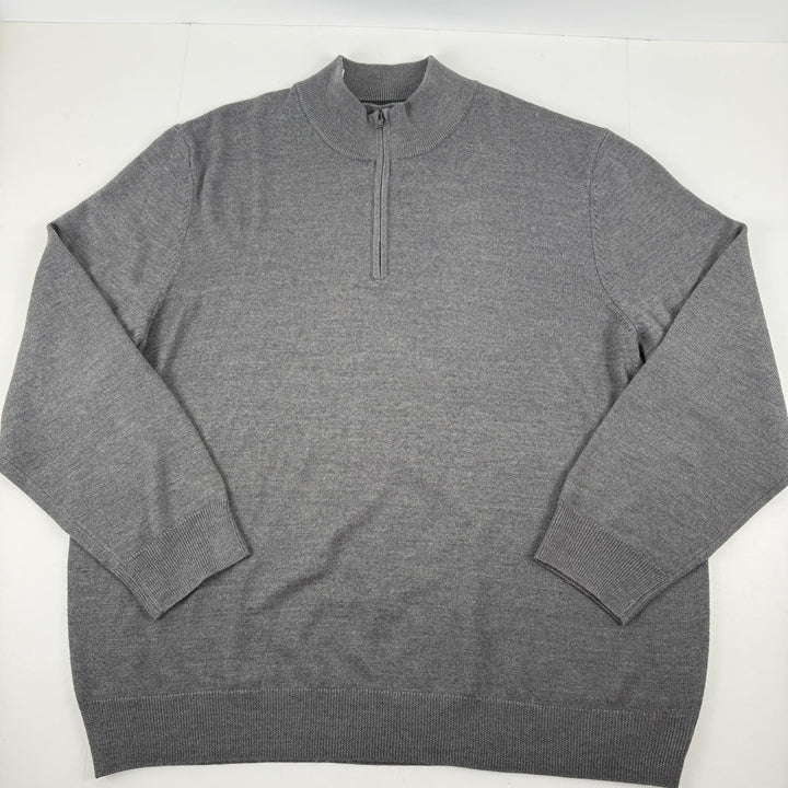 Translation missing: en.Alfani Men's Reg Fit Half-Zip Merino Wool Blend Sweater Dark Lead Heather-3XL