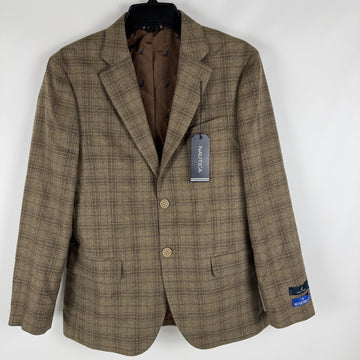 Translation missing: en.Nautica Men's Modern-Fit Branford Plaid Sport Coat Brown Blue Plaid-36S