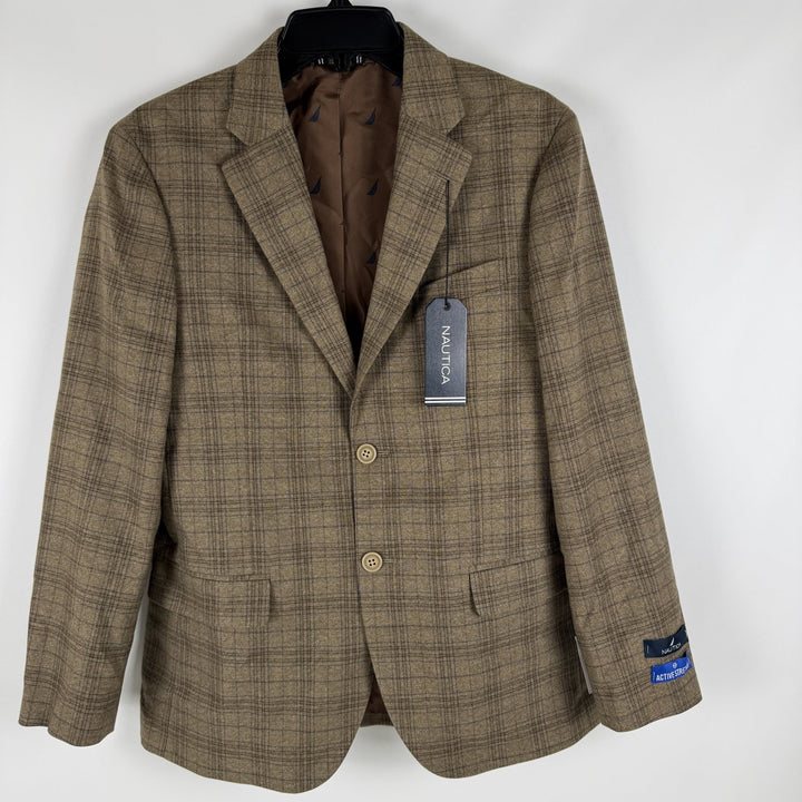 Translation missing: en.Nautica Men's Modern-Fit Branford Plaid Sport Coat Brown Blue Plaid-36S