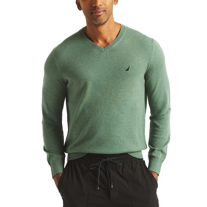 Translation missing: en.Nautica Navtech V-Neck Sweater Size 2XL Artic Heather Green Classic Fit Stretch