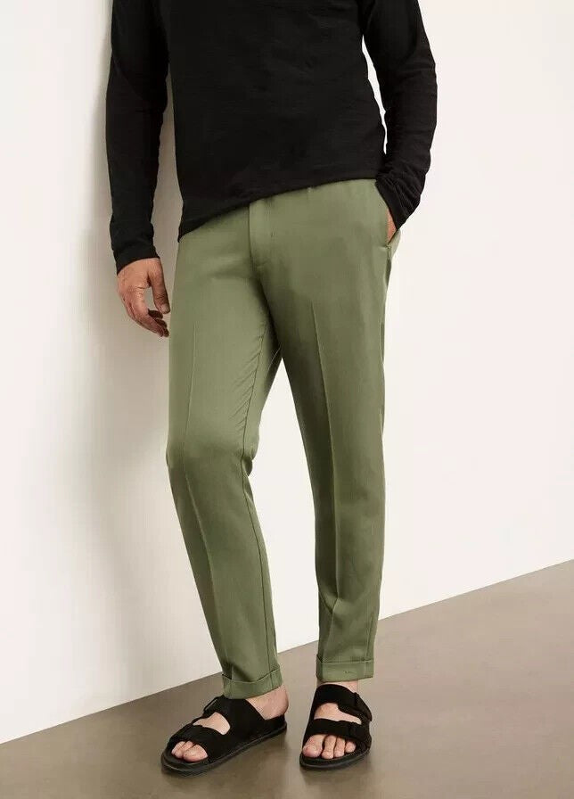 Translation missing: en.Vince Men's 100% Lyocell Solid Cuffed Regular Fit Pants in Yucca Pine-Size 34