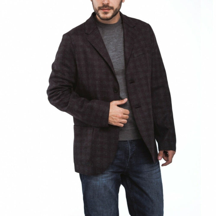Translation missing: en.Harris Wharf London Charcoal Virgin Wool Tartan Flannel Blazer-EU 50 US Large 40