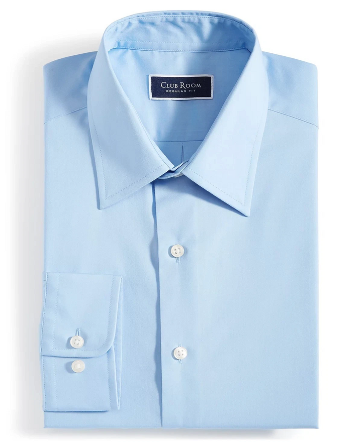 Translation missing: en.Club Room Men's Regular Fit Solid Dress Shirt Cotton Blend Placid Blue-14-14.5