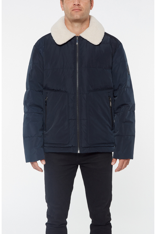 Translation missing: en.Vince Camuto Men's Down Puffer with Sherpa Jacket Regular Fit in Navy-Large