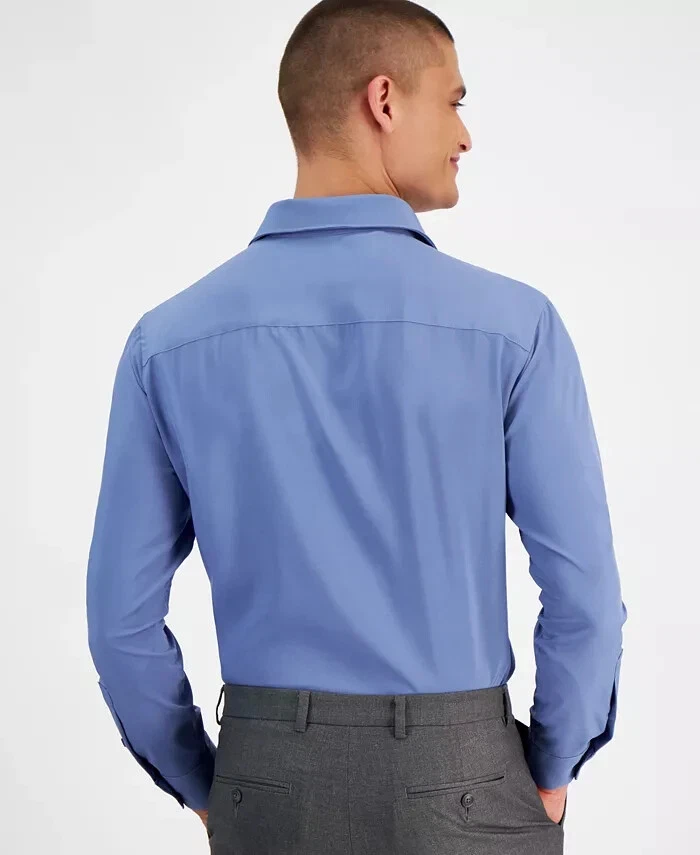 Translation missing: en.Alfani Men's Slim Fit 4-Way Stretch Dress Shirt Harbor Blue-17-17.5 34/35