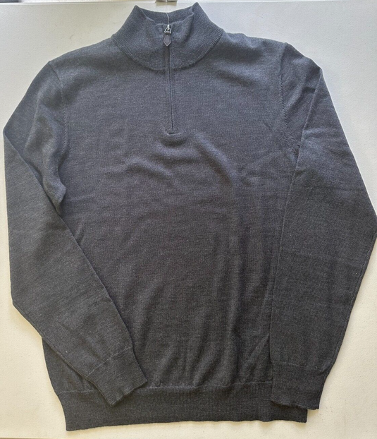 Translation missing: en.The Men's Store Designer Quarter-Zip Merino Wool Sweater in Med Grey-Small