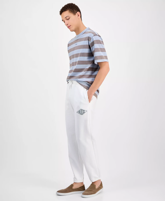 Translation missing: en.Hugo Boss Men's Dacusi Relaxed-Fit Logo Embroidered Joggers Natural White-2XL