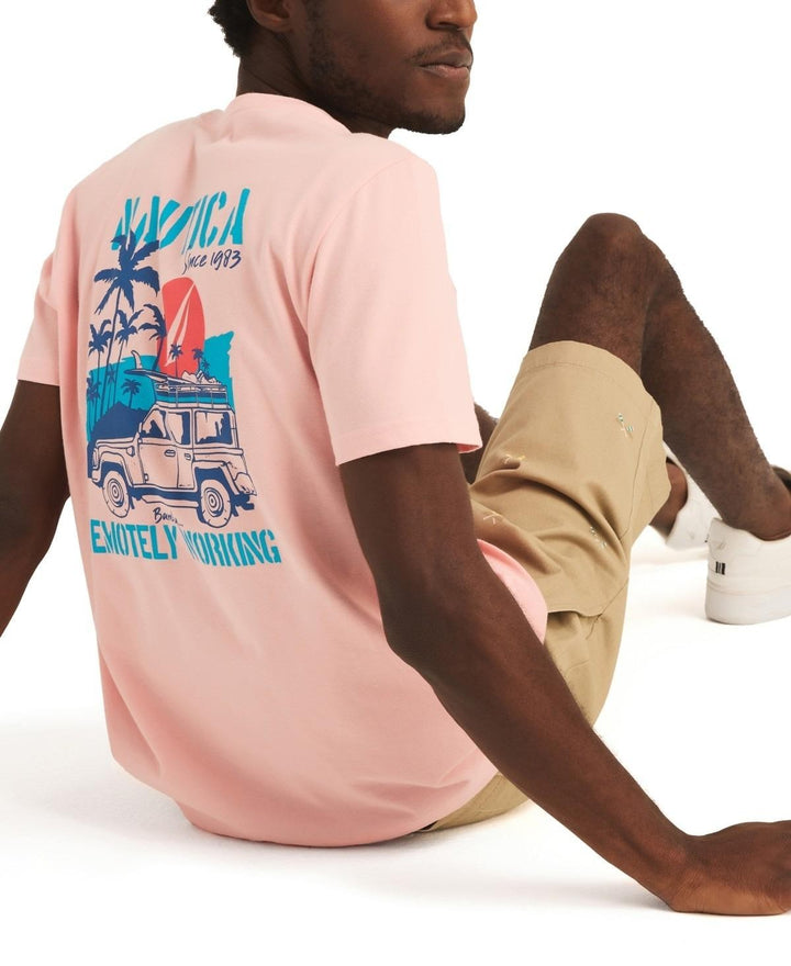 Translation missing: en.Nautica Men's 'Remotely Working' Crewneck Back Graphic Tee - Pale Orchid-XL