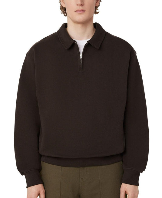 Translation missing: en.Frank And Oak Men's Loose-Fit 1/2-Zip French Terry Sweatshirt Chocolate Torte-XL