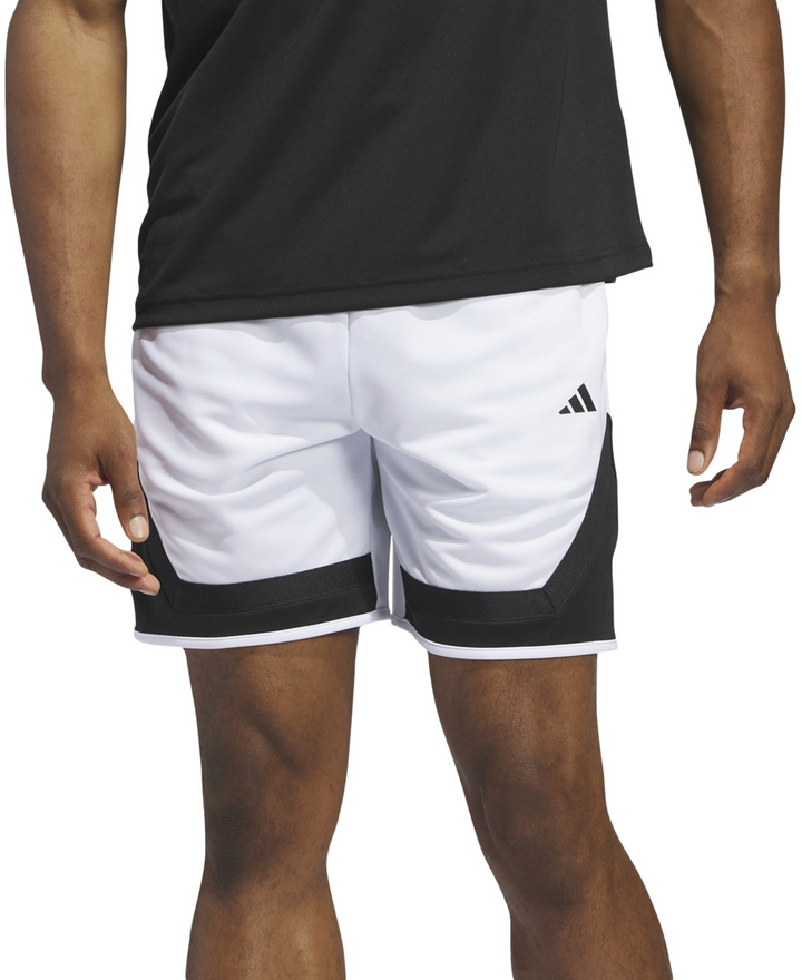 Translation missing: en.adidas Men's Pro Block Basketball Aeroready Shorts 11in Inseam White Black-Small