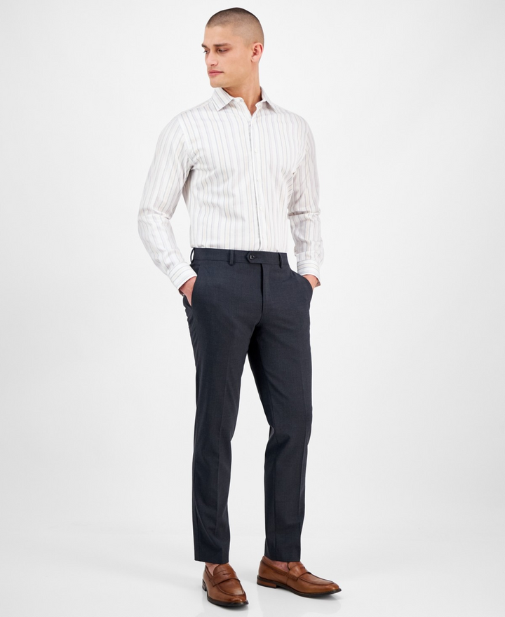 Translation missing: en.Bar III Dress Shirt 14-14.5 32/33 White Peach Slim Fit Jin Stripes Stretch