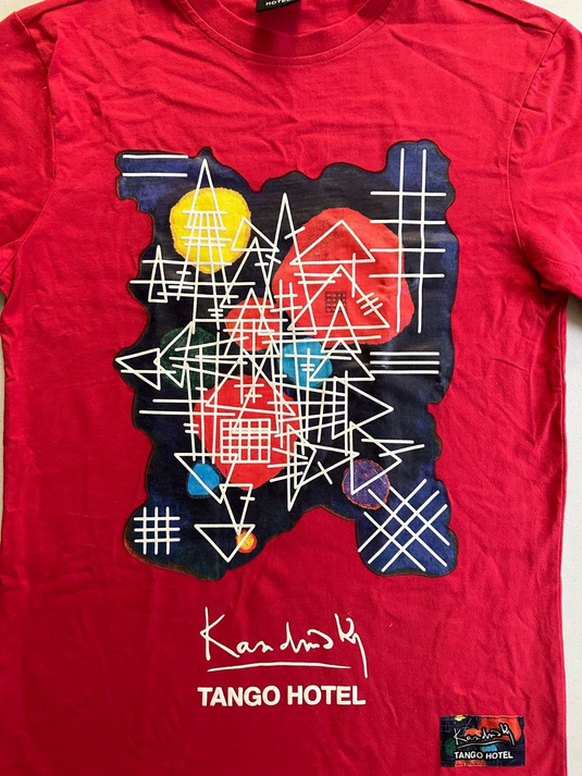 Translation missing: en.Tango Hotel Men's Kandinsky Veiled Glow T-Shirt in Red-Size Small