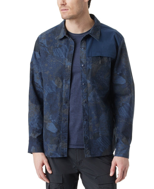 Translation missing: en.Bass Outdoor Utility Shacket Men's Small Navy Rock Camo Ripstop Shirt Jacket