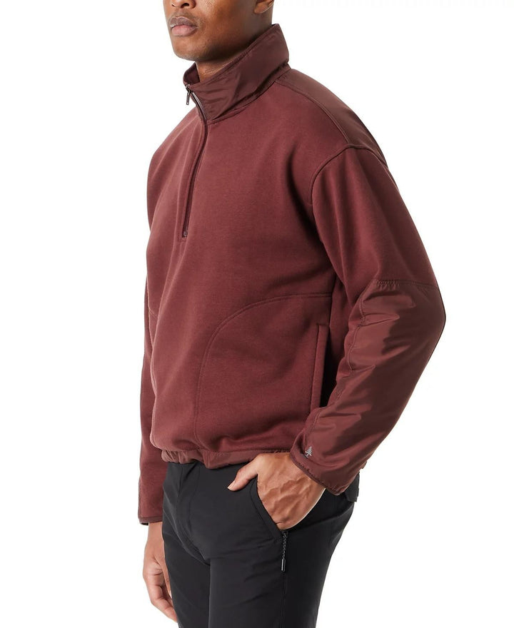 Translation missing: en.Bass Outdoor Men's Reg-Fit Convertible Hood 1/4-Zip Sweatshirt Rum Raisin-XL New