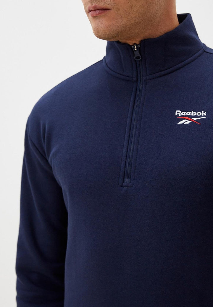 Translation missing: en.Reebok Mens Identity Quarter-Zip Fleece Sweatshirt Vector Navy Size 2XL Reg-Fit