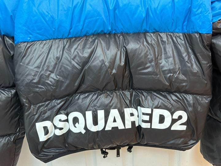 Translation missing: en.DSQUARED2 Men's Down Color-block Puffer Jacket in Black/Blue_Size EU 50 US L 40
