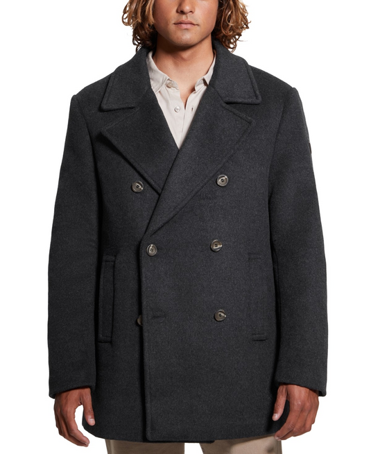 Translation missing: en.Guess Men's Jeff DB Peacoat Removable Nylon Hooded Inset Downey Heather Grey-2XL