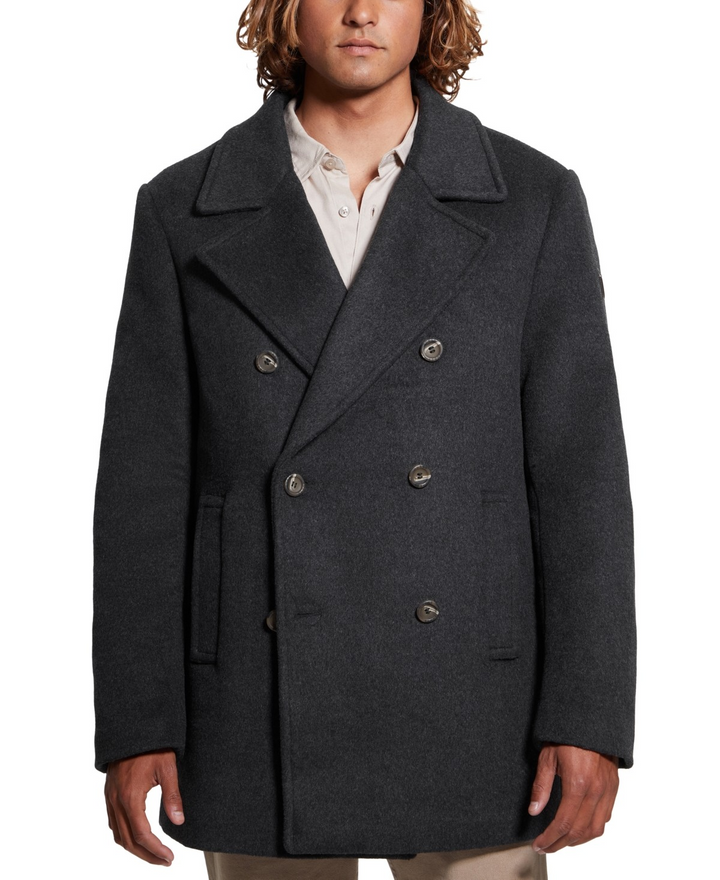 Translation missing: en.Guess Men's Jeff DB Peacoat Removable Nylon Hooded Inset Downey Heather Grey-2XL