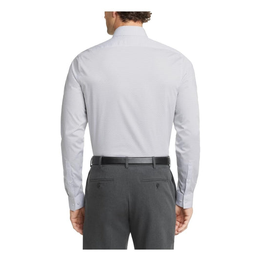 Translation missing: en.Calvin Klein Steel Plus Men's Dress Shirt Stretch Slim Fit Print Gray-15.5 34/35